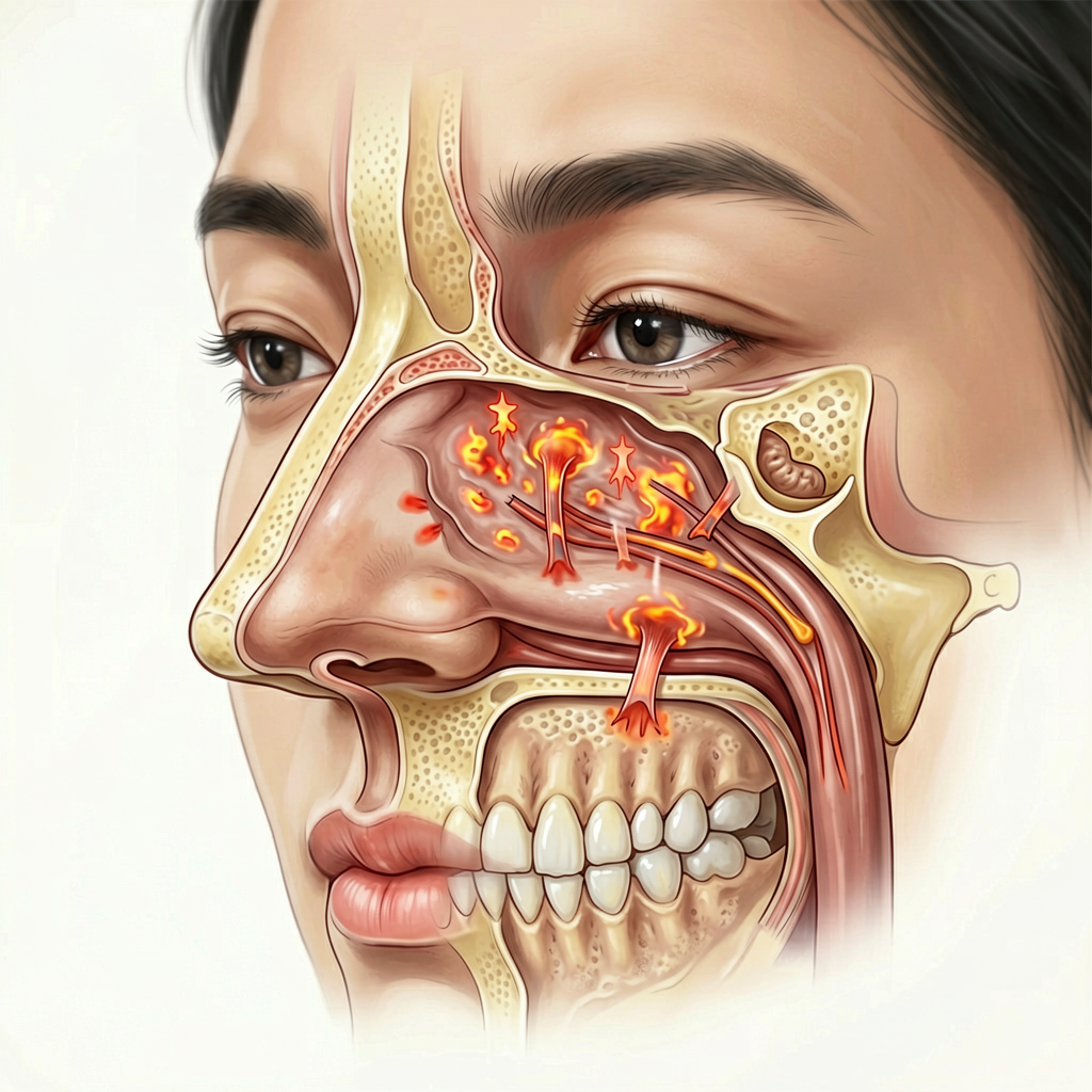 Allergic vs nonallergic rhinitis comparison infographic showing nasal passages