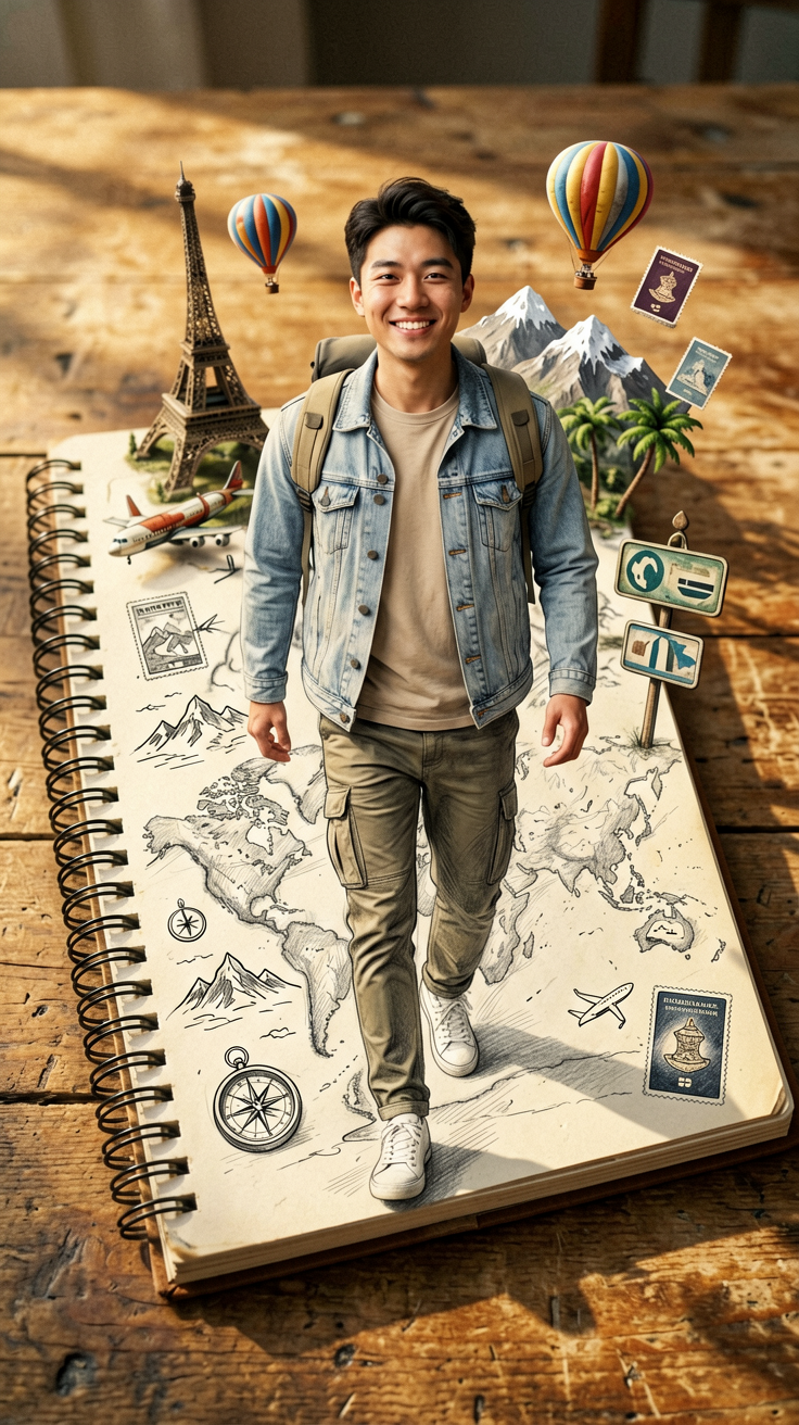 Create a stunning ultra-realistic 3D illusion artwork using the uploaded face a…
