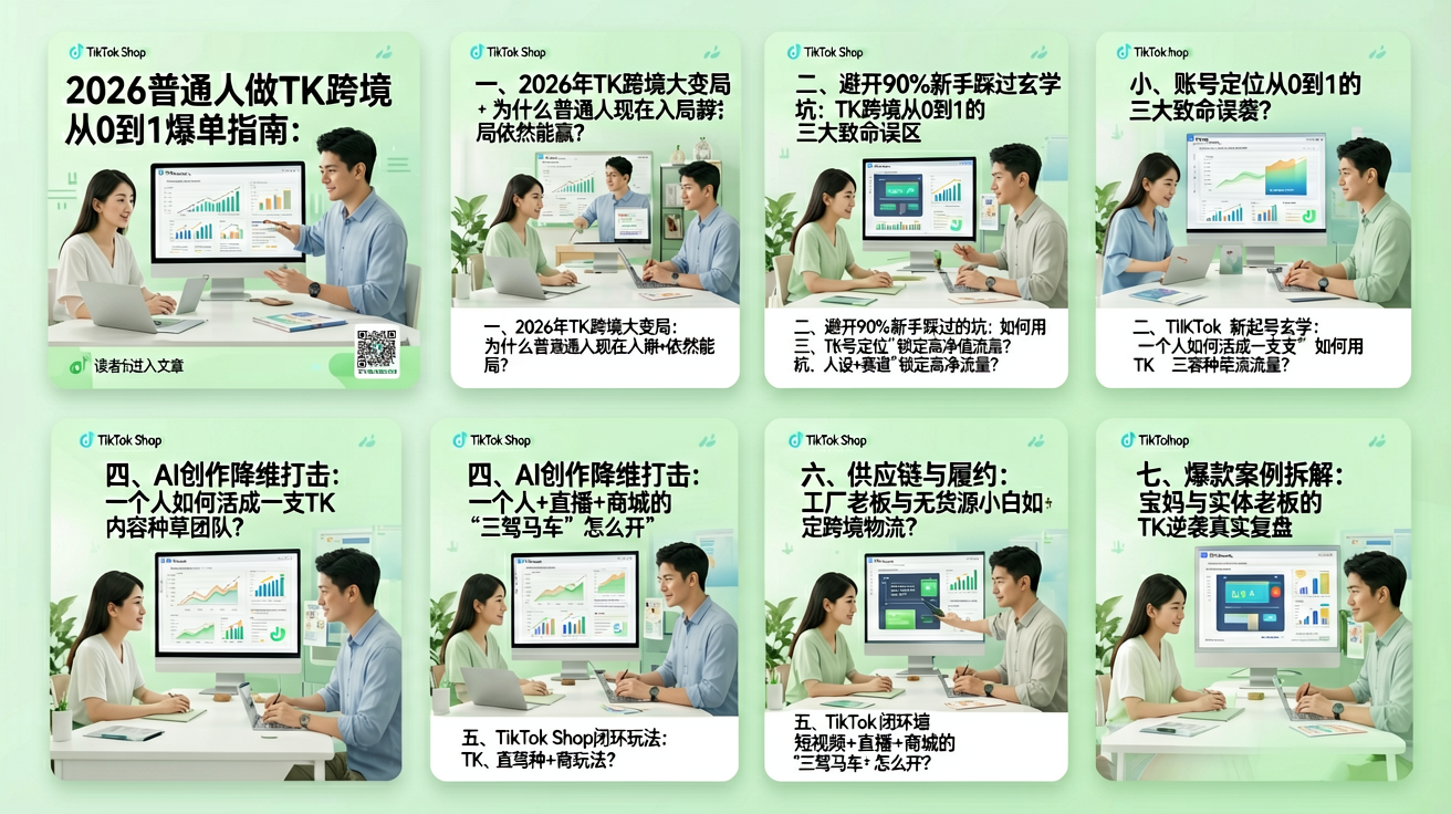 2026普通人做TK跨境从0到1爆单指南:工厂/宝妈/小白如何靠AI+内容种草逆袭?