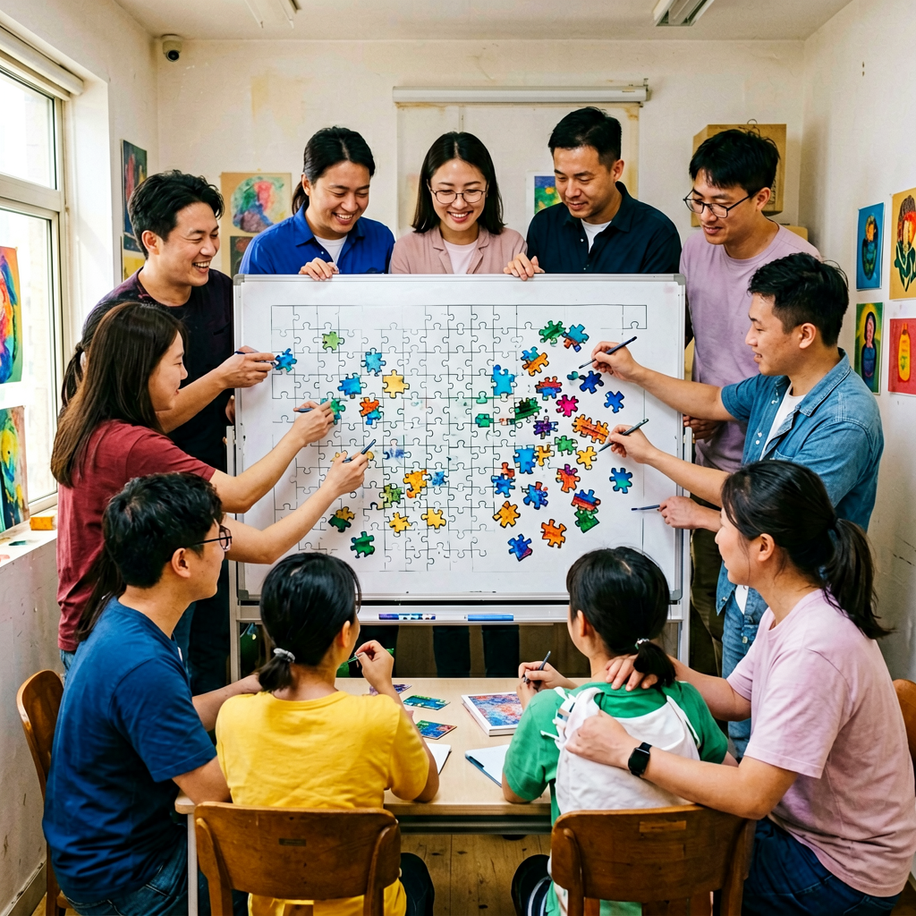 白板前头脑风暴