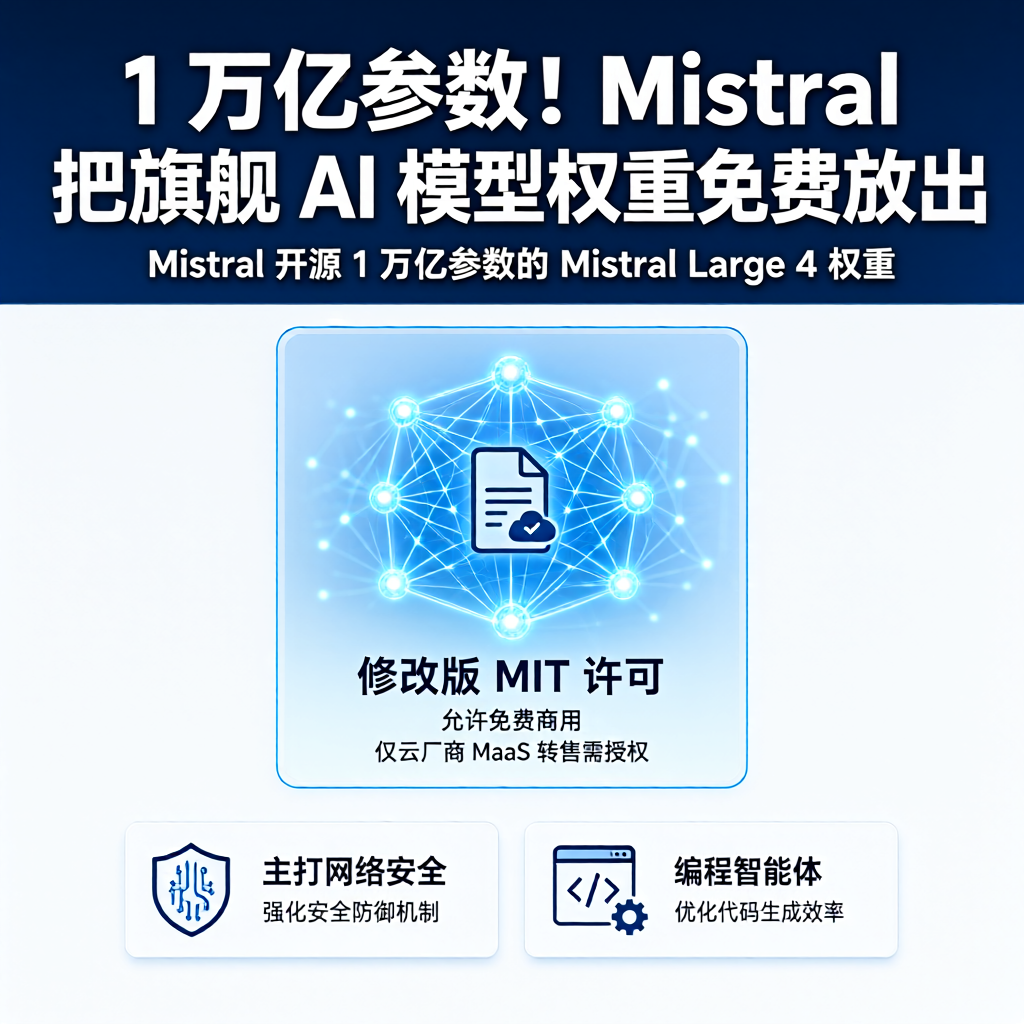 1万亿参数！Mistral把旗舰AI模型权重免费放出