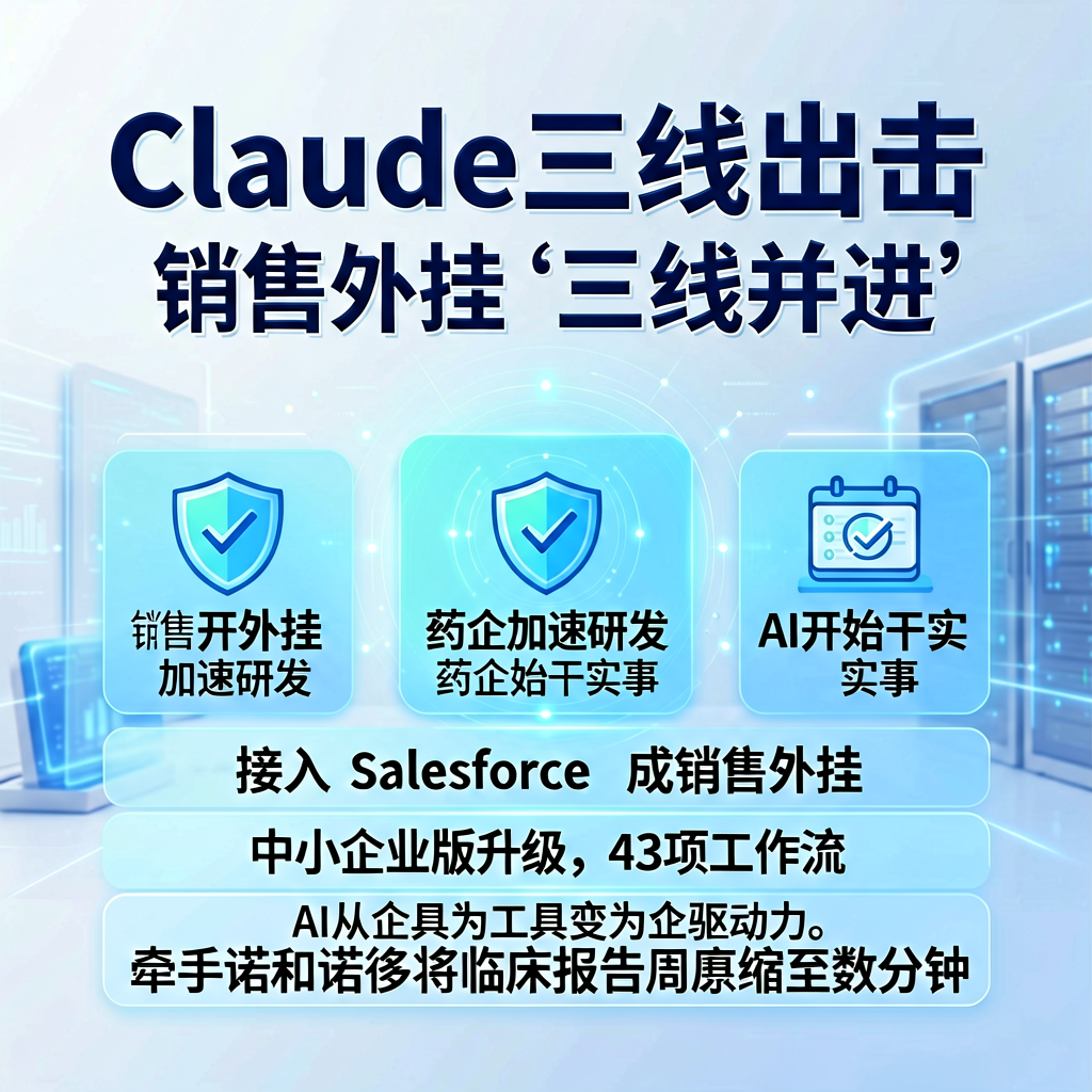 Claude三线出击：销售开外挂、药企加速研发，AI开始干实事