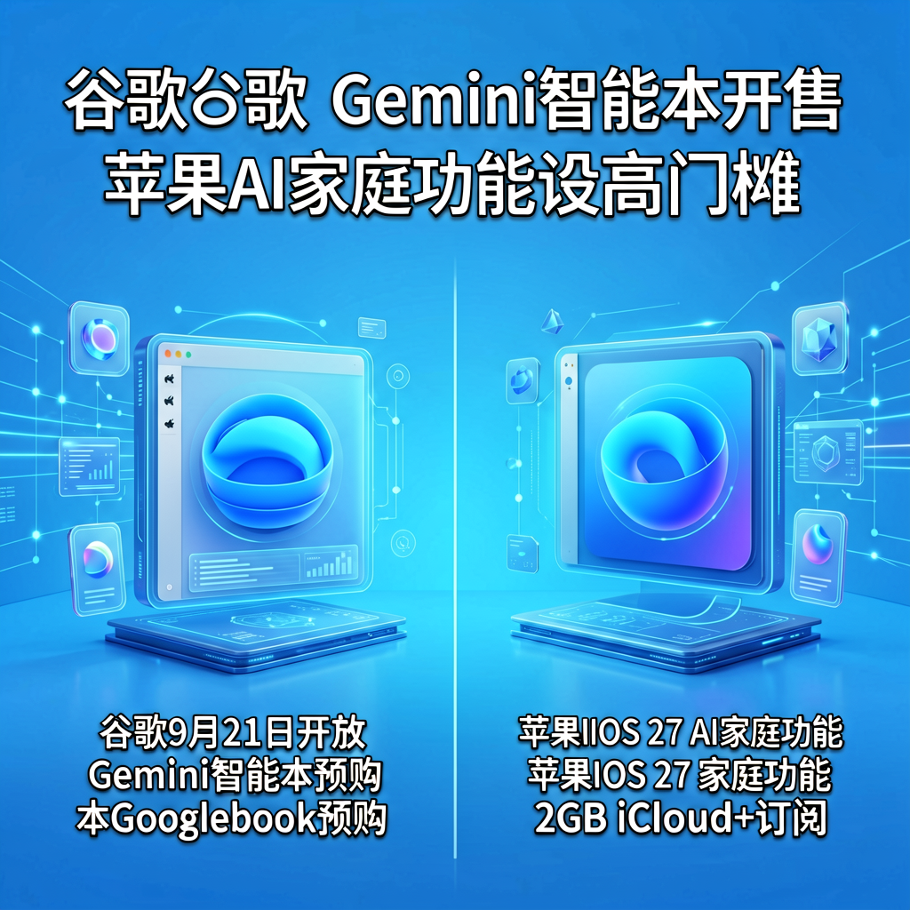 谷歌Gemini智能本开售，苹果AI家庭功能设高门槛