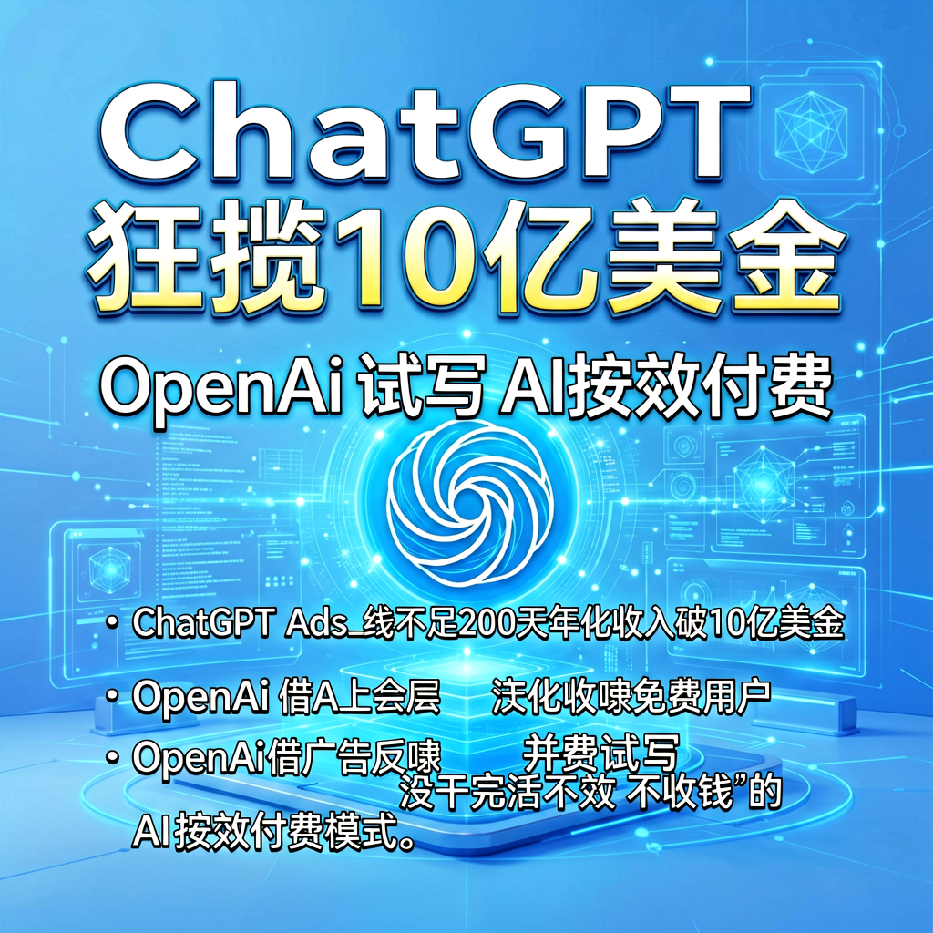 ChatGPT广告狂揽10亿美金，OpenAI试水AI按效付费