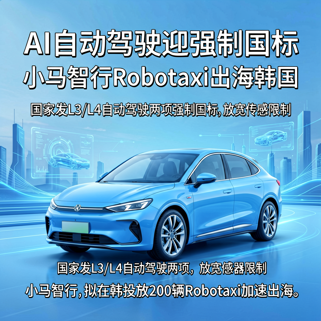 AI自动驾驶迎强制国标，小马智行Robotaxi出海韩国