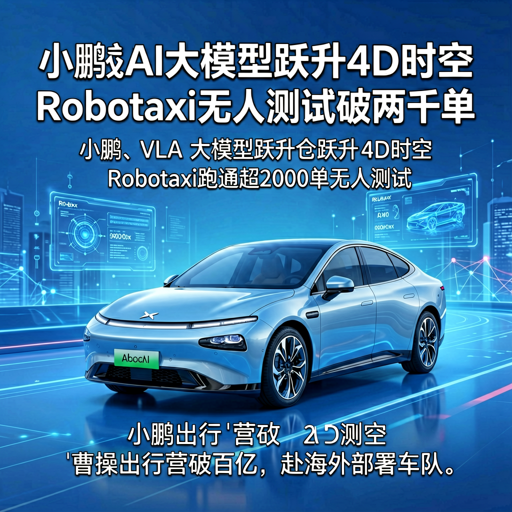 小鹏AI大模型跃升4D时空，Robotaxi无人测试破两千单