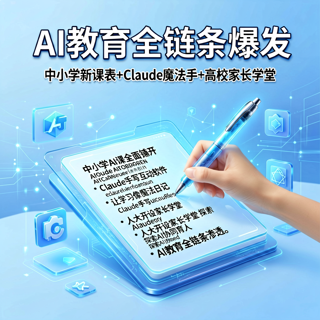 AI教育全链条爆发：中小学新课表+Claude魔法手写笔+高校家长学堂