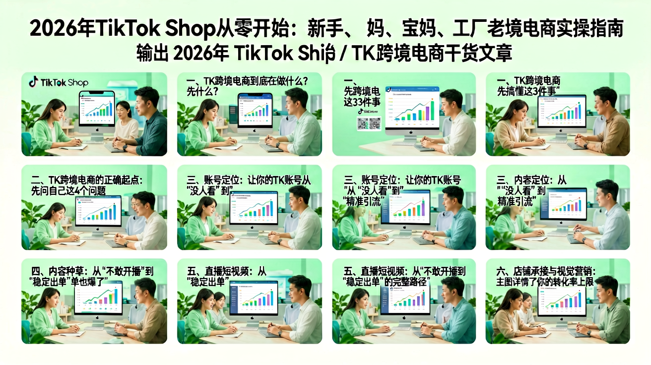 2026年TikTok Shop从零开始:新手、宝妈、工厂老板都能上手的TK跨境电商实操指南