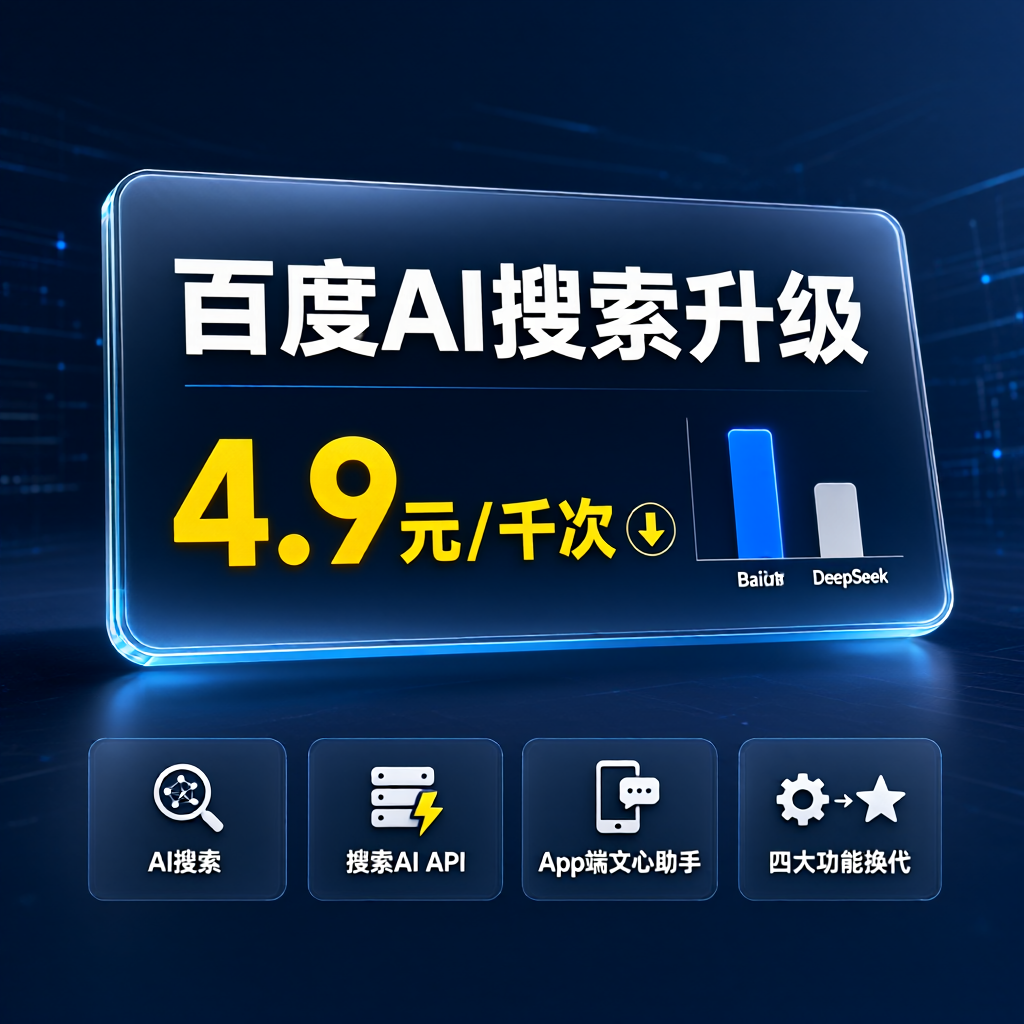 百度AI搜索升级：4.9元千次叫板DeepSeek