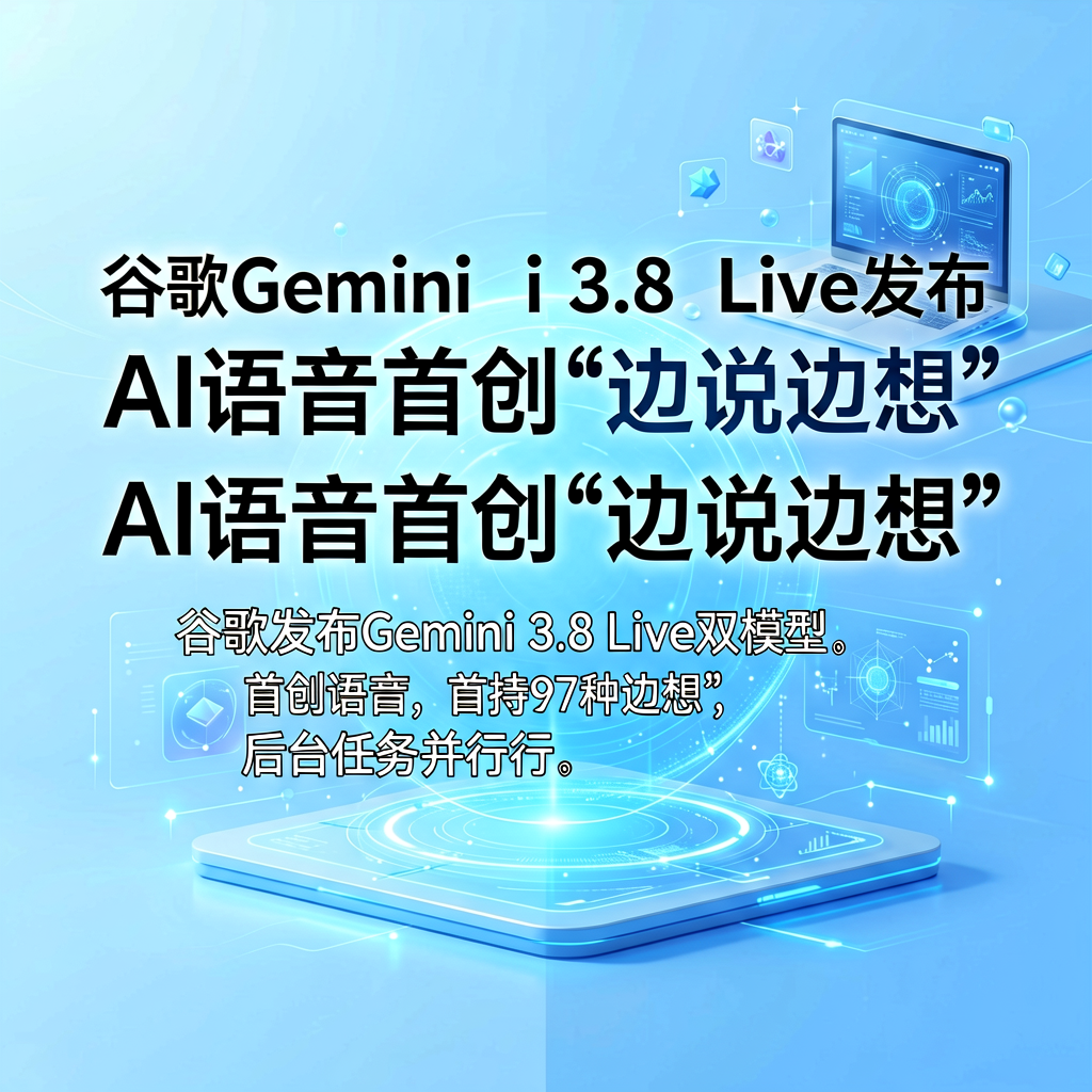 谷歌Gemini 3.8 Live发布：AI语音首创"边说边想"