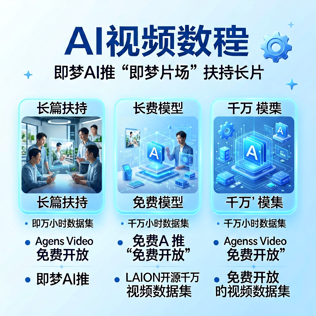 AI视频三连击：长篇扶持、免费模型、千万小时数据集