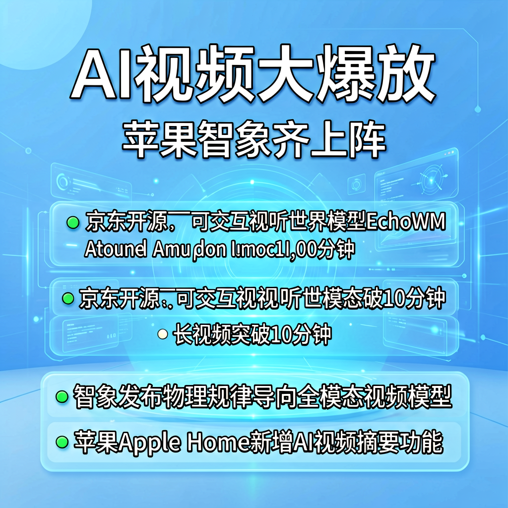 AI视频大爆发：京东开源世界模型，苹果智象齐上阵