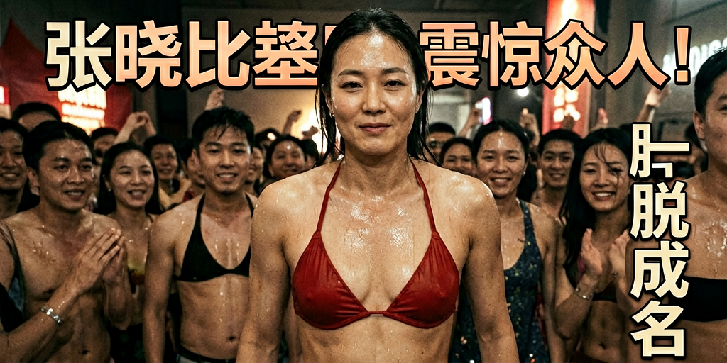 标题：万人比基尼狂欢，张晓峰一脱成名，背后真相震惊众人！