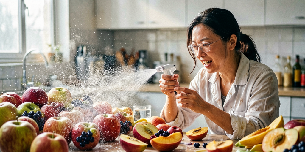 标题：食品安全专家揭示水果喷水真相：隐患重重，消费者如何...